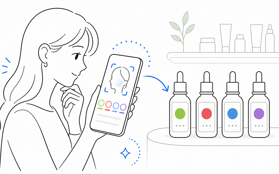 スマホで肌をチェックするイメージ